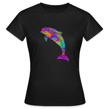 poisson mammifère aquatique cadeau Dolphin - T-shirt Femme - noir - Devant - AI Model Female 172 dark (172cm)