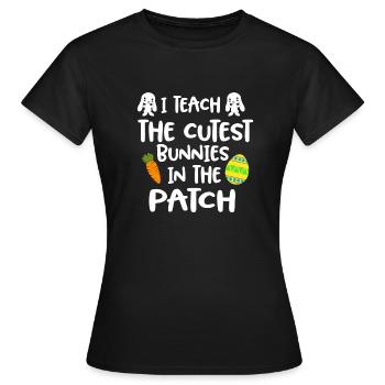 J'enseigne les lapins les plus mignons dans le patch de Pâques - T-shirt Femme - noir - Devant - AI Model Female 172 dark (172cm)
