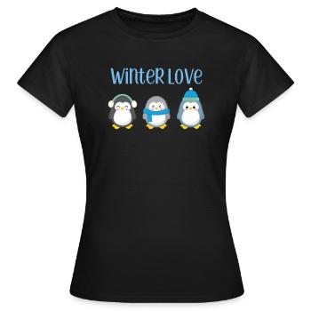 Penguin - Hiver - Cadeau - Sucré - Penguins - T-shirt Femme - noir - Devant - AI Model Female 172 dark (172cm)