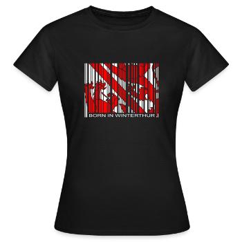 Né à Winterthur - T-shirt Femme - noir - Devant - AI Model Female 172 dark (172cm)