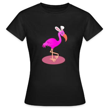Flamant rose avec des oreilles de lapin de Pâques - T-shirt Femme - noir - Devant - AI Model Female 172 dark (172cm)