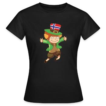 fable Kobold Leprechaun Drapeau Norvège Cadeau - T-shirt Femme - noir - Devant - AI Model Female 172 dark (172cm)