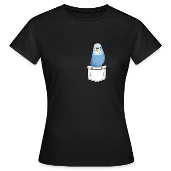 Perruche cadeau poche poitrine Cartoon Kawaii - T-shirt Femme - noir - Devant - AI Model Female 172 dark (172cm)