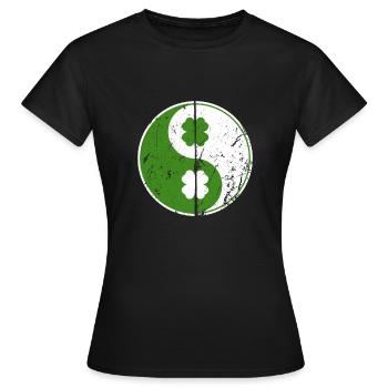 Yin Yang Shamrocks Symbole chinois St. Patrick - T-shirt Femme - noir - Devant - AI Model Female 172 dark (172cm)