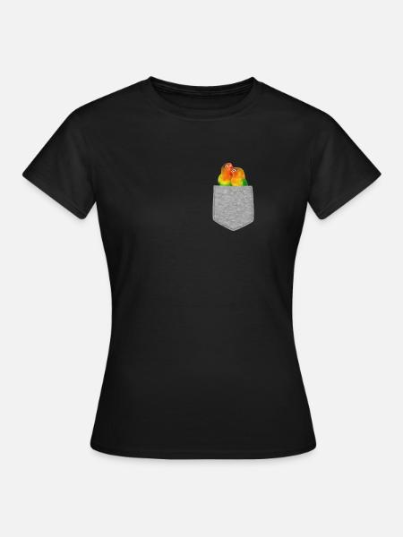 Fake Pocket Lovebirds Funny Bird In Your Pocket - Women's T-Shirt - black