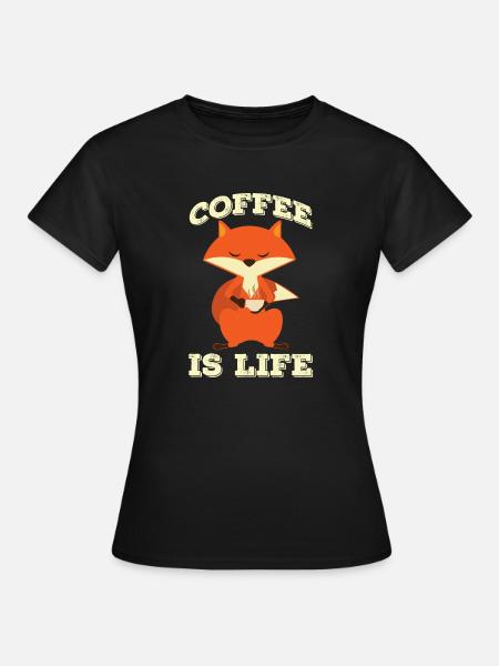 Lustiger Fuchs Fox Kaffee Morgenmuffel Geschenk - Frauen T-Shirt - Schwarz