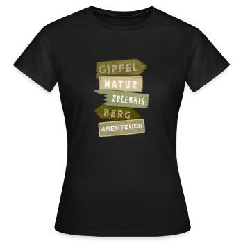 Outdoor Signpost Mountain Adventure Experience Gift - Women's T-Shirt - black - Front - AI Model Female 172 dark (172cm)