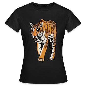 Tiger motif animal face art imprint predator - Women's T-Shirt - black - Front - AI Model Female 172 dark (172cm)