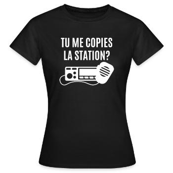 tu me copies la station - T-shirt Femme - noir - Devant - AI Model Female 172 dark (172cm)