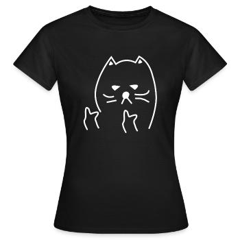 Méchant chat Angry Cat FCK Up gueule de bois mauvais regard - T-shirt Femme - noir - Devant - AI Model Female 172 dark (172cm)