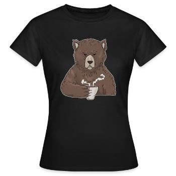 Ours grincheux avec café muffins du matin - T-shirt Femme - noir - Devant - AI Model Female 172 dark (172cm)