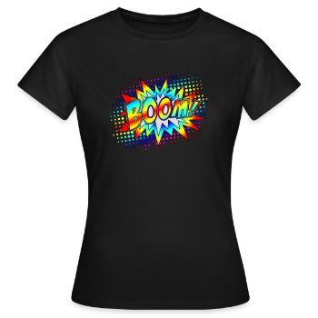 BD Boom explosion bulles super-héros Retro - T-shirt Femme - noir - Devant - AI Model Female 172 dark (172cm)