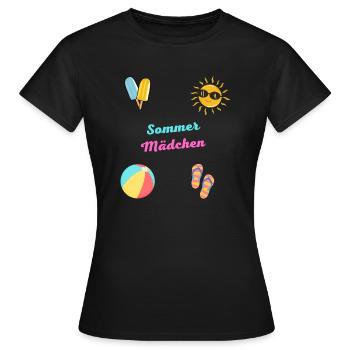 Sommer Mädchen - Frauen T-Shirt - Schwarz - Vorne - AI Model Female 172 dark (172cm)