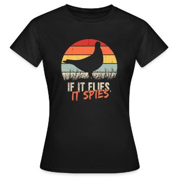 Quand il vole, il espionne - T-shirt Femme - noir - Devant - AI Model Female 172 dark (172cm)