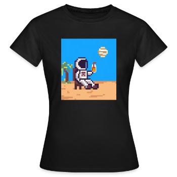 Astronaut im Urlaub Pixelart - Frauen T-Shirt - Schwarz - Vorne - AI Model Female 172 dark (172cm)