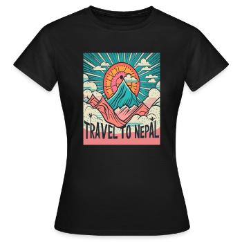 Népal Amoureux Annapurna Montagnes Rétro Népal - T-shirt Femme - noir - Devant - AI Model Female 172 dark (172cm)