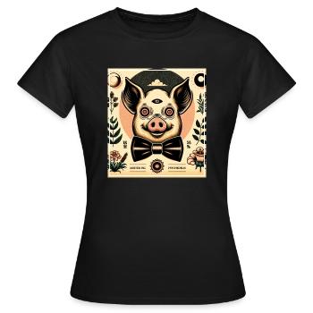Mister PIG - T-shirt Femme - noir - Devant - AI Model Female 172 dark (172cm)