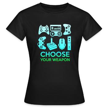 Gamer Jeu En Ligne Jeux Sur Ordinateur Arcade Neon - T-shirt Femme - noir - Devant - AI Model Female 172 dark (172cm)