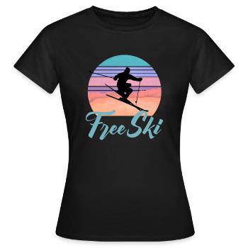 Free Ski, winter sports, skiing, slalom skiing, Sk - Women's T-Shirt - black - Front - AI Model Female 172 dark (172cm)
