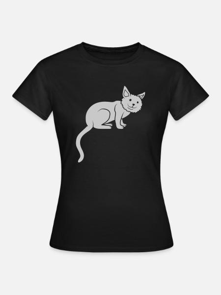 Niedliches Kätzchen sitzt süß - Frauen T-Shirt - Schwarz