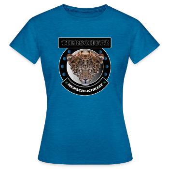 Tierschutz Leopard wild cat wilde katze - Frauen T-Shirt - Antikblaues Saphir meliert - Vorne - AI Model Female 172 dark (172cm)