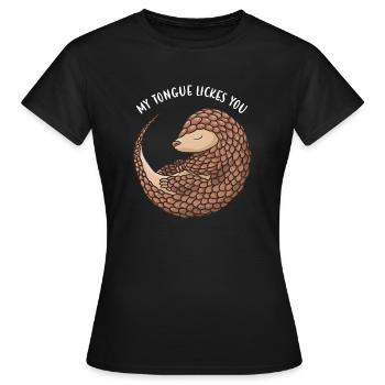Ma langue te lèche Pangolin - T-shirt Femme - noir - Devant - AI Model Female 172 dark (172cm)