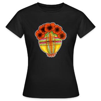 Ukrainische Puppe. Motanka. Mohnblumenmuster. - Frauen T-Shirt - Schwarz - Vorne - AI Model Female 172 dark (172cm)