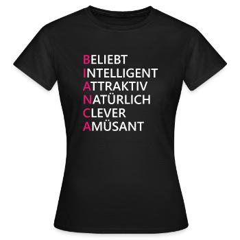Bianca Name Geschenk - Frauen T-Shirt - Schwarz - Vorne - AI Model Female 172 dark (172cm)
