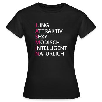 Jasmin Name Geschenk - Frauen T-Shirt - Schwarz - Vorne - AI Model Female 172 dark (172cm)