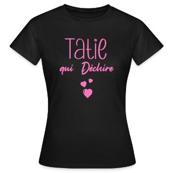 Tatie qui déchire - T-shirt Femme - noir - Devant - AI Model Female 172 dark (172cm)
