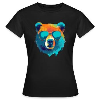 Bill der bär mit der Brille - Frauen T-Shirt - Schwarz - Vorne - AI Model Female 172 dark (172cm)
