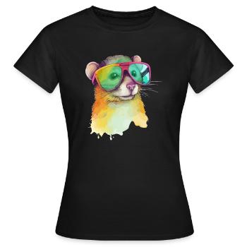 Miki, die Brillenspitzmaus - Frauen T-Shirt - Schwarz - Vorne - AI Model Female 172 dark (172cm)
