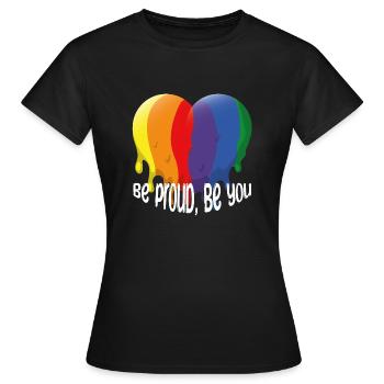 Be proud, be you Herz - Frauen T-Shirt - Schwarz - Vorne - AI Model Female 172 dark (172cm)