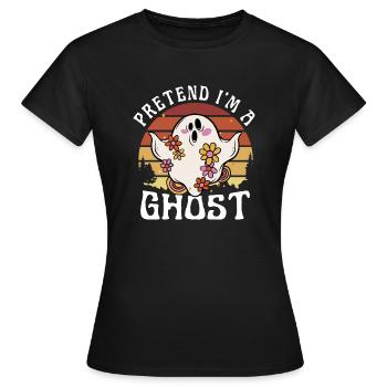Costume d’Halloween fantôme groovy mignon, faire semblant que je suis - T-shirt Femme - noir - Devant - AI Model Female 172 dark (172cm)