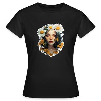 Margeriten Mädchen - Frauen T-Shirt - Schwarz - Vorne - AI Model Female 172 dark (172cm)