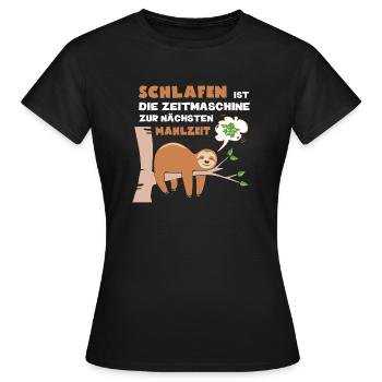 Schlafen ist d. Zeitmaschine zur nächsten Mahlzeit - Frauen T-Shirt - Schwarz - Vorne - AI Model Female 172 dark (172cm)