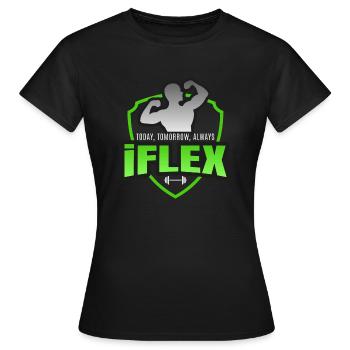 iFlex Muskel Fitness Design - Frauen T-Shirt - Schwarz - Vorne - AI Model Female 172 dark (172cm)