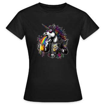 Rebellisches Einhorn - Frauen T-Shirt - Schwarz - Vorne - AI Model Female 172 dark (172cm)