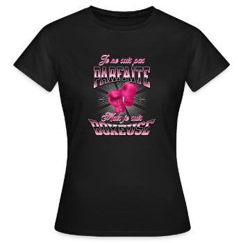 Cadeau original pour boxeuse, Boxe féminine, - T-shirt Femme - noir - Devant - AI Model Female 172 dark (172cm)