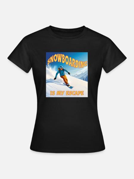 Snowboarden ist meine Flucht - Frauen T-Shirt - Schwarz