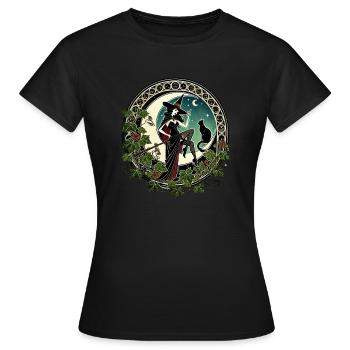 Pin-up Sorcière - T-shirt Femme - noir - Devant - AI Model Female 172 dark (172cm)