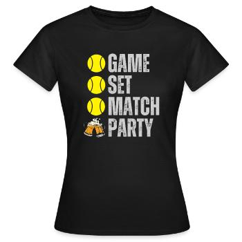 GAME SET HAPPINESs - Frauen T-Shirt - Schwarz - Vorne - AI Model Female 172 dark (172cm)