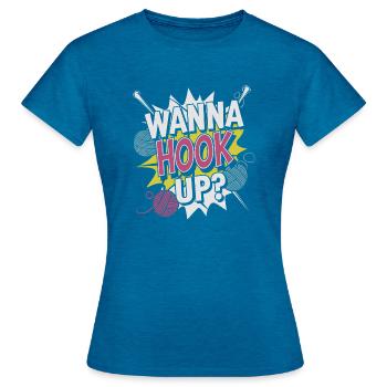 Tricot humoristique - T-shirt Femme - bleu saphir antique chiné - Devant - AI Model Female 172 dark (172cm)