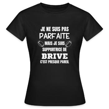 Supportrice de Brive Parfaite Rugby - T-shirt Femme - noir - Devant - AI Model Female 172 dark (172cm)