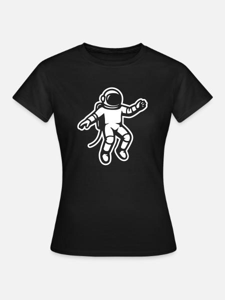 Astronaut, der frei im Weltraum schwebt, mitten im S - T-shirt dam - svart