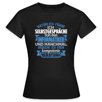 INFORMATIKER - KOMPETENTE BERATUNG - Frauen T-Shirt - Schwarz - Vorne - AI Model Female 172 dark (172cm)