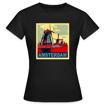 Amsterdam - Frauen T-Shirt - Schwarz - Vorne - AI Model Female 172 dark (172cm)