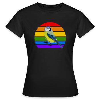 Blaumeise Vogel Regenbogen Vielfalt Singvogel - Frauen T-Shirt - Schwarz - Vorne - AI Model Female 172 dark (172cm)