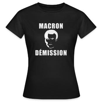 Macron Démission - T-shirt Femme - noir - Devant - AI Model Female 172 dark (172cm)