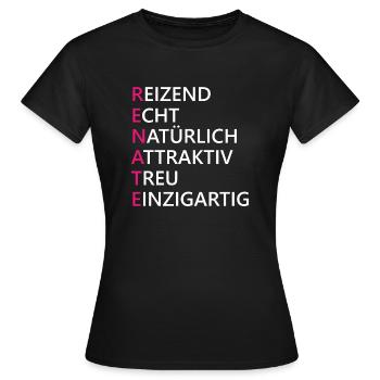 Renate Name Geschenk - Frauen T-Shirt - Schwarz - Vorne - AI Model Female 172 dark (172cm)